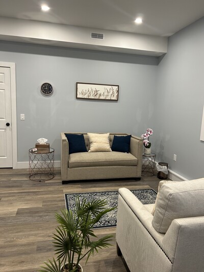 inside the office showing the therapists and clients seating together